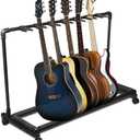 AZOR 7 Multi Guitar Stand Rack with Wheels, Foldable Design 7 Holder Guitar Rack for Acoustic Electric Guitar, Bass, Soft Cushioning Sponge Protects Your Instruments