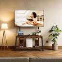 CHOEZON Mobile TV Stand with Charging Station and Adjustable Mount, 2-Tier Rolling TV Console Table for TVs up to 70 inch, for Living Room, Bedroom, Rustic Brown and Black TDS10UBF