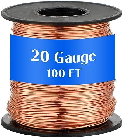 Therwen 100ft 20 Gauge Copper Wire for Gardening, Electro culture, Bonsai, Jewelry Making Beading DIY Craft Pure Bare Copper Wire Spool