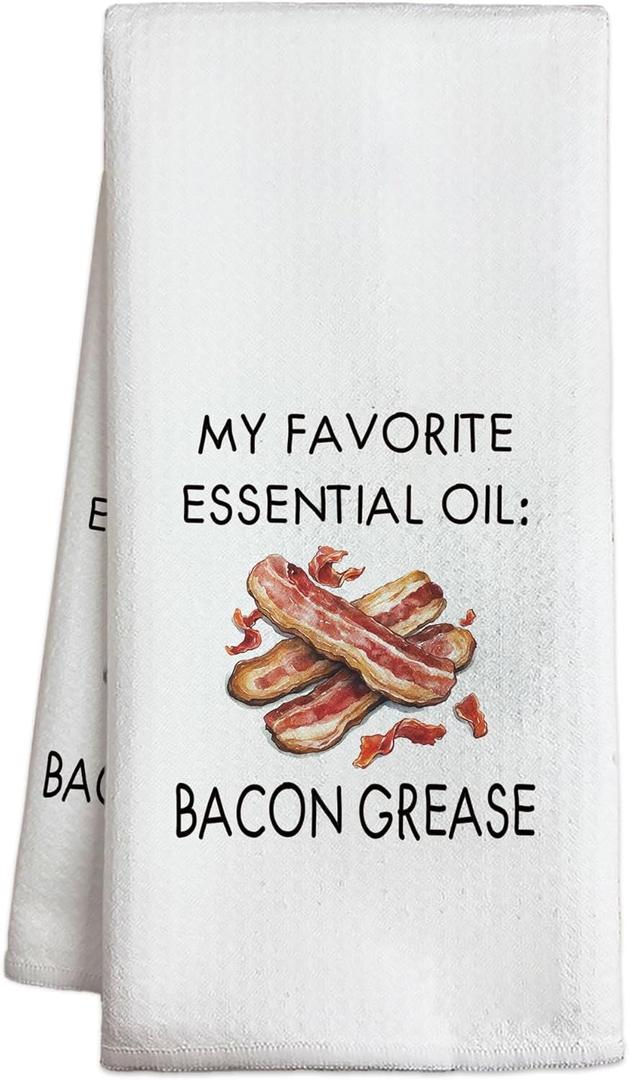 Bacon Towel, 16x24 Inch Funny Kitchen Hand Dishcloth, Absorbent Quick Dry Cloth Dish Tea Towels, Best Housewarming Gifts for Family Friends, Kitchen Table Decoration-A03