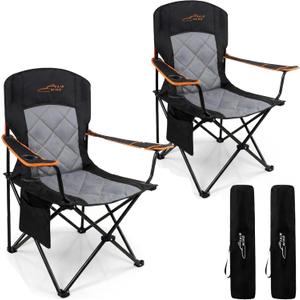 FAIR WIND 2-Pack Padded Oversized Camping Chairs with Lumbar Support, Twin Pack