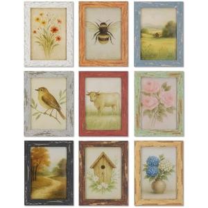 puthiac 4x6 Rustic Picture Frames, 8-Color Farmhouse Distressed Gallery Wall Photo Collage, Shatterproof Acrylic, Wall & Tabletop, Vertical/Horizontal, Vintage Art Prints, Set of 8