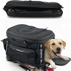 Motorcycle Dog Carrier, Foldable Cat Pet Crate Motorcycle Riding Travel Luggage Bag for Road King Street Glide Passenger Seat Sissy Bar Luggage Rack Touring Trike 20lb Pet