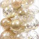Sea Team Multi-Size Shatterproof Clear Plastic Christmas Tree Ball Ornaments Set, Decorative Hanging Transparent Xmas Baubles with Stuffed Delicate Decorations (25 Counts, Gold)