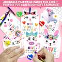 2 x 28 Pack Valentines Day Cards Gifts for Kids School, Greeting Cards with Rainbow Pencils & Pencil Sharpener, Cute Animal Classroom Exchange Cards, Valentine Party Favors for School Valentines Day (White)