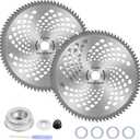 2-Set 10" x 80T Carbide Tip Brush Blades with The Universal Adapter Kit  for Cutter, Trimmer, Weed Eater | Made from Premium Stainless Steel to Last Long | Cuts Like Butter