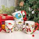 Topadorn Christmas Mugs Set of 4, Festive Coffee Cups with Handle, 18 oz Ceramic Coffee Cups - Gift for Family and Friends, Ideal for Holiday Party, Hot Chocolate, Tea