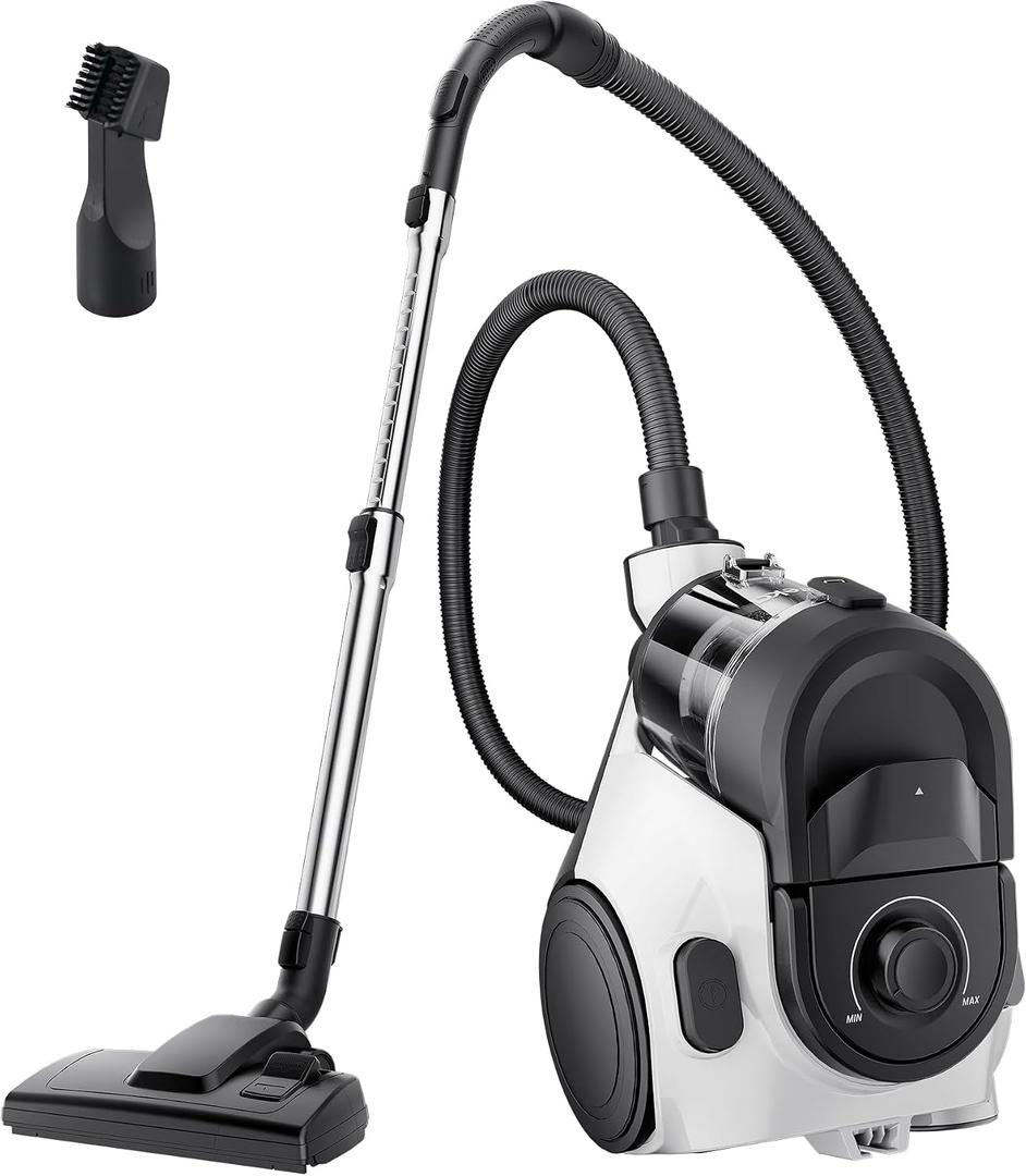 Eureka Bagless Canister Vacuum Cleaner, Household Vacuum for Home, White
