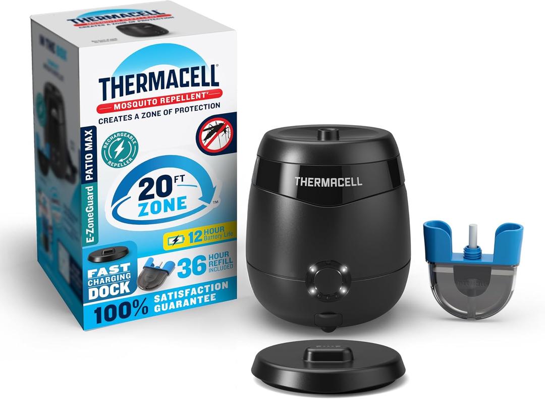 Thermacell E-Series Rechargeable Mosquito Repeller with 20’ Mosquito Protection Zone; Bug Spray Alternative; Scent Free