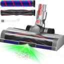 LED Green Light Vacuum Head Replacement for Dy-son V7 V8 V10 V11 V15 Cordless Vacuum Cleaner, Quick Release Head Attachments with 2 Pack Anti-Tangle & Soft Motorhead Roller Brushes