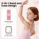 Compatible with Kids Apple Watch Band and Case 38mm 40mm 41mm 42mm 44mm 45mm, Nylon Elastic Solo Loop and Protective Cover with Screen Protector for iWatch Series 9 8 7 SE3 SE2 SE 6 5 4 3 2 1