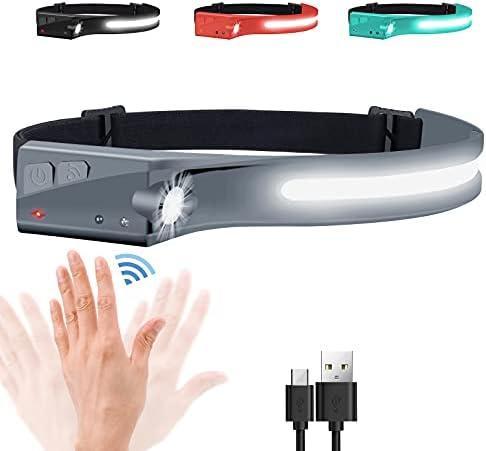 EGUKU Headlamp Rechargeable, Rechargeable LED Headlamps 1200Lumens 2 COB 230°Wide Beam Headlight with Bright 5 Modes Lightweight Waterproof Head Lamp for Outdoor Running, Camping Hiking