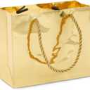 Sparkle and Bash Gold Goodie Bags - Mini Metallic Gold Reusable Paper Bags for Party Favors, Pack of 24, 6 x 5 x 2.5 Inches, Rope Handles