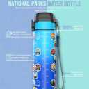 2 x National Parks Water Bottle with 63 Waterproof Stickers & Carry Strap, Durable Plastic Water Bottle 32oz Hiking Water Bottles for Travel, Camping, Gifts for Kids, Men, Women Tritan, BPA Free