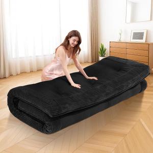 Japanese Floor Mattress Foldable, 4" Futon Mattress Queen Size Sofa Couch Bed, Thicker Tatami Mat Sleeping Pad, Floor Futons Cushions, Black