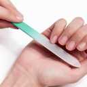 3 x Glass Nail Files for Natural Nails Double-Sided Crystal Fingernail File with Case Portable Gifts for Women Girls, Purple Rose Black, 3 Pack