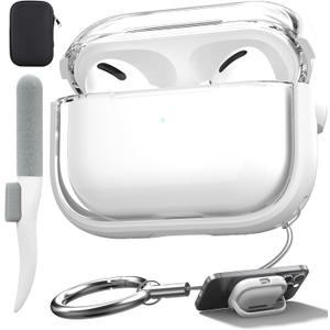 Valkit Compatible AirPods Pro Case, Clear with Lock & Cleaner Kit, Soft Shockproof Protective Case for AirPods Pro Gen 2/1 (White)