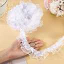 12.5 Yards Ruffle Organza White Lace Trim 2 Layer Pleated Satin Lace Ribbon 4.7cm Laces Edge Ruffle Trim for Sewing Clothes Dress Home Decor Wedding
