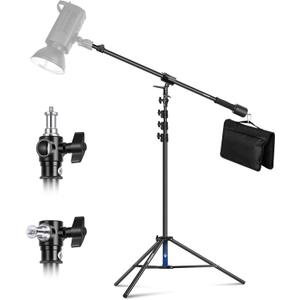 NEEWER Air Cushioned Aluminum Light Stand, 9.8ft/3m Adjustable Photography Stand with Boom Arm, Counterweight, Sandbag, 1/4" Screw for Softbox, Studio Flash, Umbrella, Ring Light, Max Load 5kg
