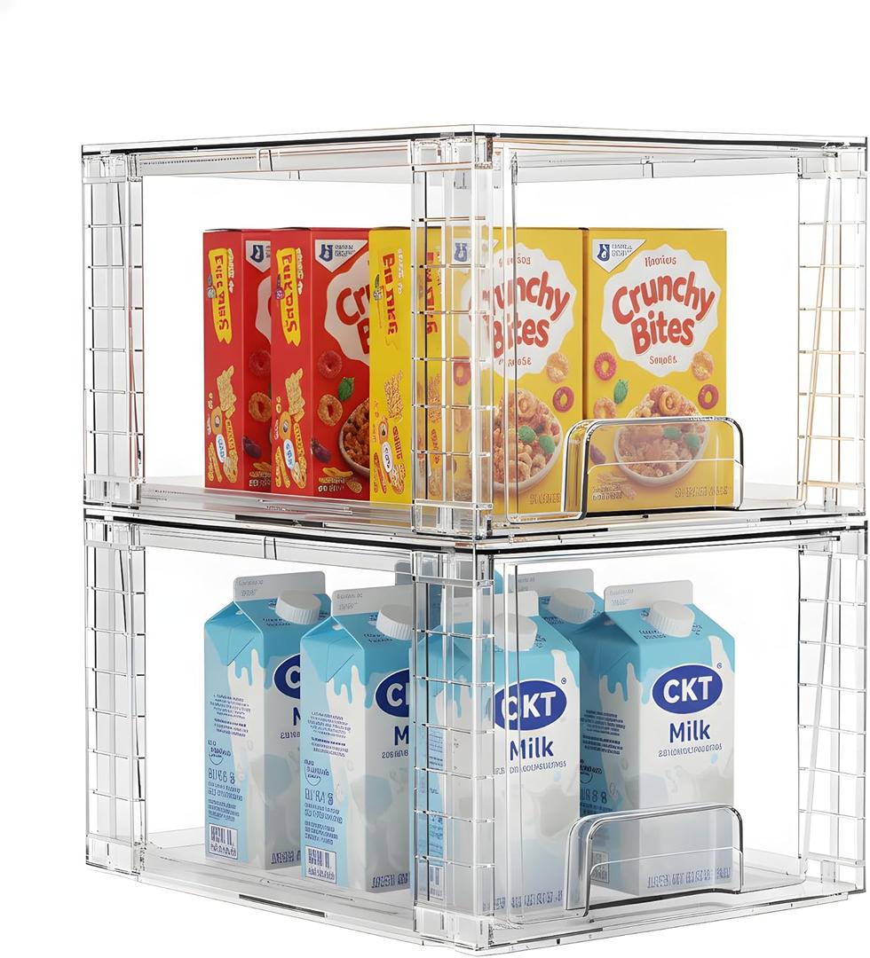 2 Pack Stackable Acrylic Storage Drawers  Clear Plastic Organizer Bins, Easy to Assemble, Suitable for Bathroom, Undersink, Kitchen, Pantry, Makeup, Medicine Organization