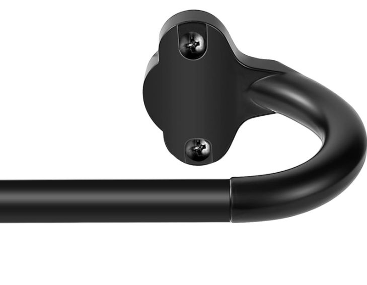 Black Wrap Around Curtain Rods:5/8" Small Blackout Adjustable Window Curtain Rod for Bedroom Kitchen Apartment Renter Friendly,Room Darkening Curved Drapery Rods Easy Install,Matte Black 28-60"