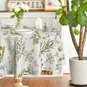 Horaldaily Spring Tablecloth 70×70 Inch Round, Watercolor Wildflowers Floral Herbs Washable Table Cover for Party Picnic Dinner Decor 