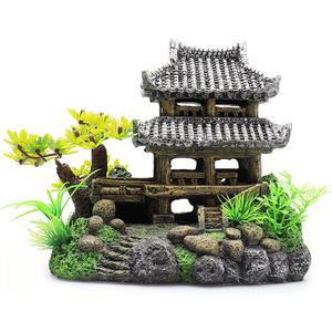 IBWell Classical Lifelike Chinese Landscape Resin Aquarium Castle Decorations Fish Tank Ornaments (Building)