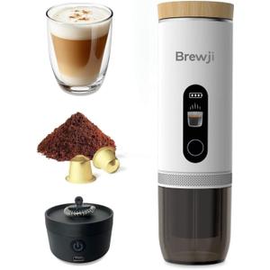 Portable Self-Heating Espresso Machine and Coffee Maker Including Milk Frother, White