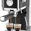CHULUX Slim Espresso Machine with Milk Frother, 20 Bar Professional Italian Pump Espresso Coffee Machine for Home Cappuccino & Latte Maker, Stainless Steel