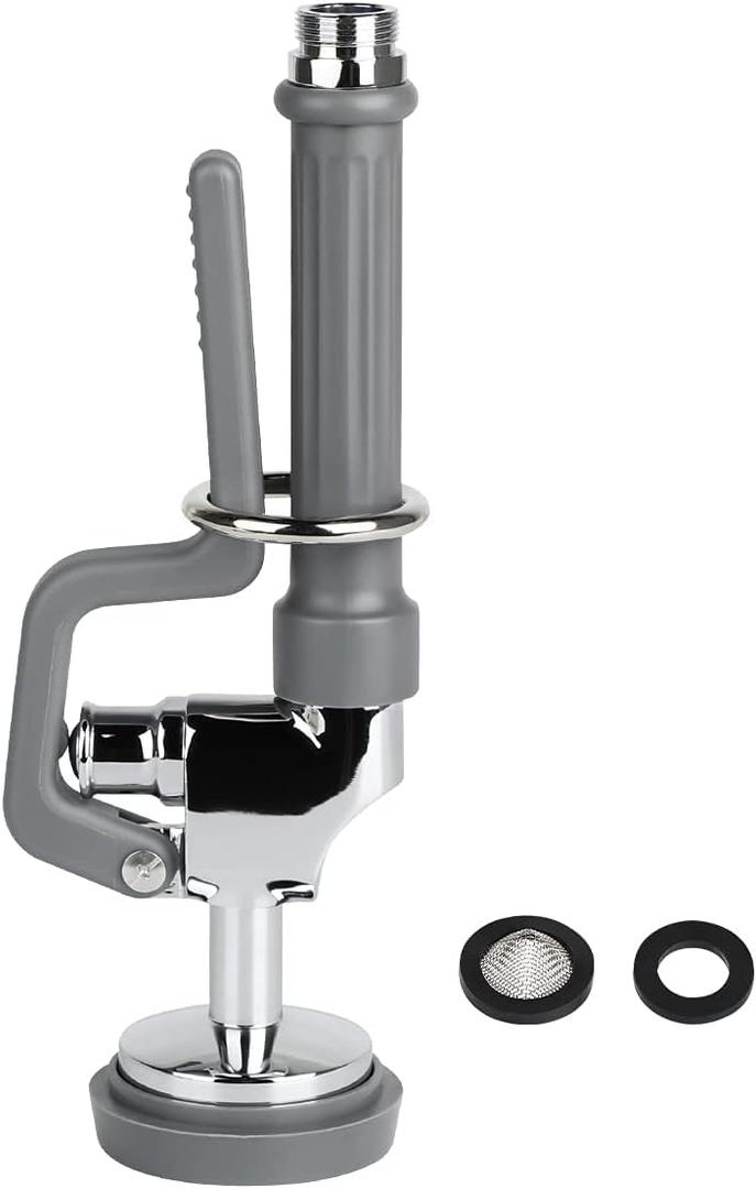 Pre Rinse Sprayer Head with Handle Grip Commercial Kitchen Sink Faucet Spray Valve Nozzle 1.42 GPM High Pressure Dish Spray Face for Restaurant Industrial Dishwasher, Gray