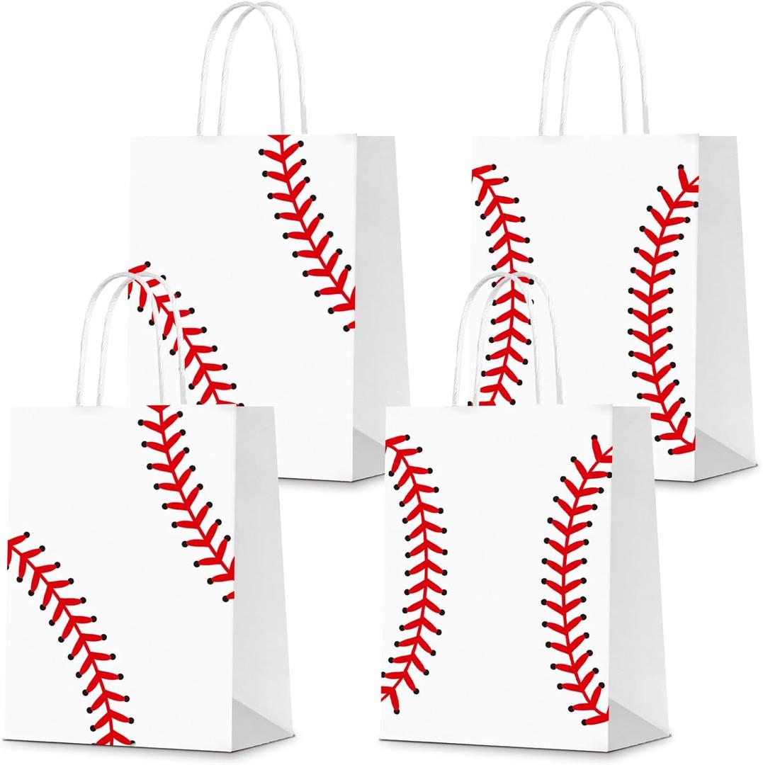 16 PCS Baseball Party Decorations with Handle Baseball Paper Bags Baseball Treat Snacks Bags Baseball Gift Bags Baseball Theme Party Decorations Baseball Party Bags for Kids Birthday Party Supplies