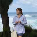 AKEWEI Button Down Shirts for Women Long Sleeve Collared Work Blouse Fashion Oversized Office Shirts with Pocket (Gray, L)