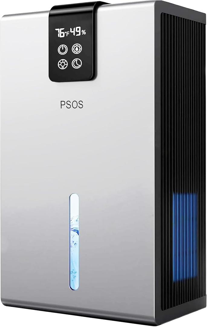 Dehumidifier, Dehumidifiers for Home, 98 OZ Water Tank, (1000 sq.ft) Quiet Dehumidifier for Basement Bedroom Bathroom with Humidity Display, Auto Shut Off, Relaxing 7 Color Ambient Light, Sliver