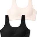 SALIA GIRL Training Bras for Girls 10-16 Sports Seamless Bra with Removable Padding Bras (X-Large, Black/Skin)