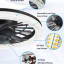 Ceiling Fans with Lights, Socket Fan Light with Remote Control, Dimmable Brightness 3000K-6500K Memory, Socket Modern Flush Mount Low Profile Ceiling Fan for Bedroom, Small Living Room, Kitchen Black