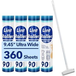 Large Lint Rollers for Carpet, 9.45'' Sticky Rollers for Floor with 360 Sheets, Extendable Long Handle Sticky Mop for Cleaning Couch, Curtains, Cars, Clothing, and Pet Hair