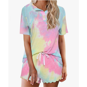 Ekouaer Tie Dye Pajamas Set Womens Loungewear Sleepwear 2 Piece PJ Sets M