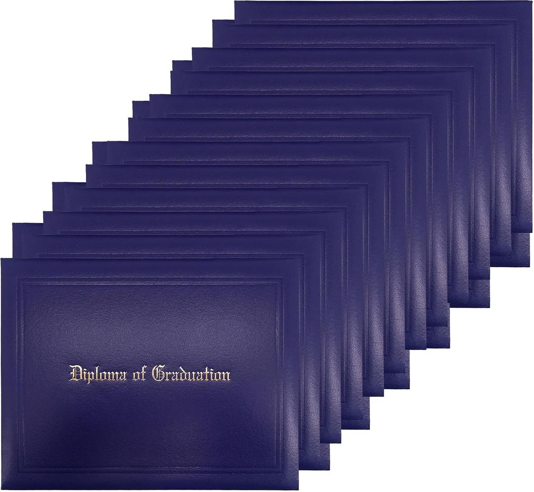 GraduationMall Imprinted Diploma Cover for Certificate 8.5''x 11'' Purple,12-Packs