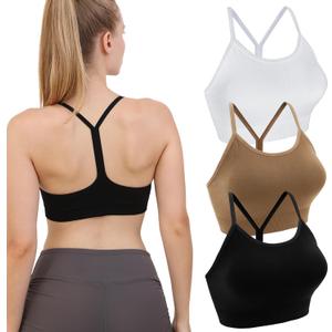 Double Couple Women Y Back Sports Bras for Women Thin Strap Workout Fitness Gym Yoga Fitness Bra (XXL)
