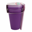 Mfacoy 4 Pack Wheat Straw Cups with Lid and Straws, 10 oz Unbreakable Kids Cup, Reusable Drinking Cups, Small Water Cup, Colourful Tumbler Cups for Kitchen, BPA Free, Dishwasher Safe - 4 Colours (Pink)