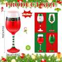 4 Pcs Christmas Wine Glasses 16.8 Oz Set Santa Belt Snowman Drinking Goblets Cups Xmas Hand Painted Wine Cup for Home Bar Diner Birthday Wedding Christmas Party Favors