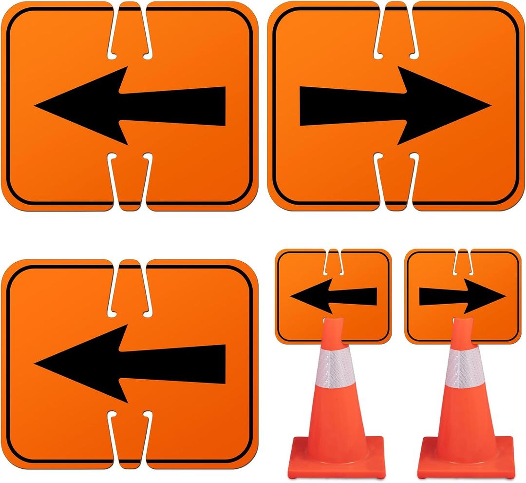 Geetery 3 Pcs Traffic Reversible Arrow Signs 12.6 x 10.4 Inch Orange Detour Signs Cone Top Road Traffic Warning Directional Left Right Arrow for Barricade Outdoor Construction