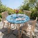 LUSHVIDA Round Waterproof Table Cover Elastic Vinyl Fitted Tablecloth Elastic Edged Plastic Table Cloth (Teal, Best for Up to 45"-56" Round)