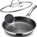 Non Stick Frying Pans, 12-inch with Lid, Hybrid Frying Pans Nonstick Upgrade,non stick Skillets Stainless Steel, Dishwasher & Oven-Safe, Induction Compatible Cooking Pan, PFOA Free Cookware