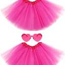2 PCS Adult Tutus Skirts for Women Tutu Skirt Elastic Tulle Tutu Colored Tutus for Dance Runners Halloween Party (Hot Pink)
