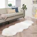 ORINOVA White Faux Sheepskin Shag Fur Runner Rugs for Living Room Bedroom Fluffy Washable Furry Area Rug 2x6 Nursery Rug Teen Room Dcor