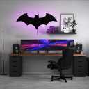 LED Bat Night Light Superhero Cool Signal Lamp with 16 Colors Remote Control Wall Sconce Acrylic Engraved Neon Sign LightDecor for Bedroom Party Room Wall (Black)