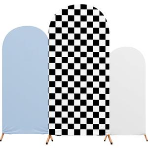 Racing Arch Backdrop Cover Set of 3 Fast Arch Covers Spandex Stretch Backdrop Stand 4ft, 5ft, 6ft for Wedding Birthday Banquet Ceremony Decoration