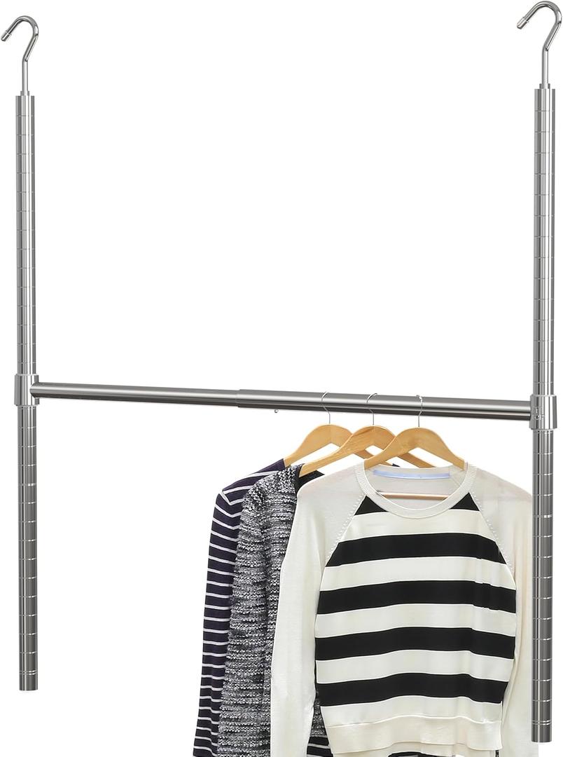 Simple Houseware Adjustable Closet Hanging Rod, Chrome