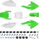 PRO BAT 7 PCs Plastic Fender Kit CRF 70 CRF70 Pit Bike Fender Fairings Plastic Body Set, White & Green